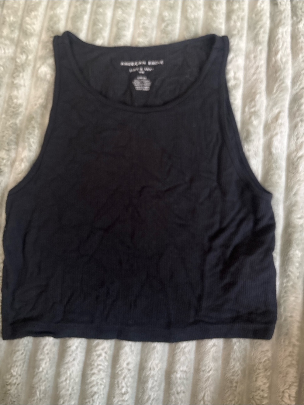 American Eagle Outfitters Black Ribbed Crop Tank
